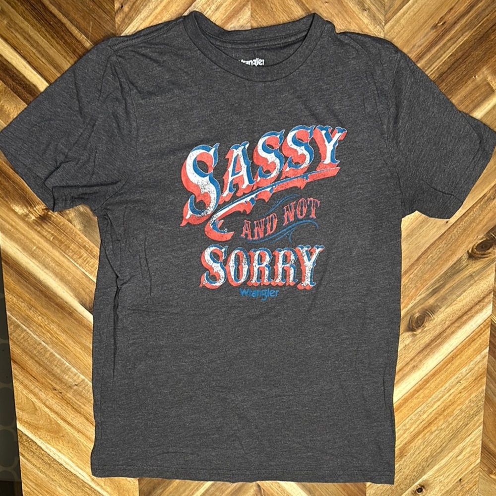 Women’s Oversized Wrangler Gray Graphic T-Shirt Size S
